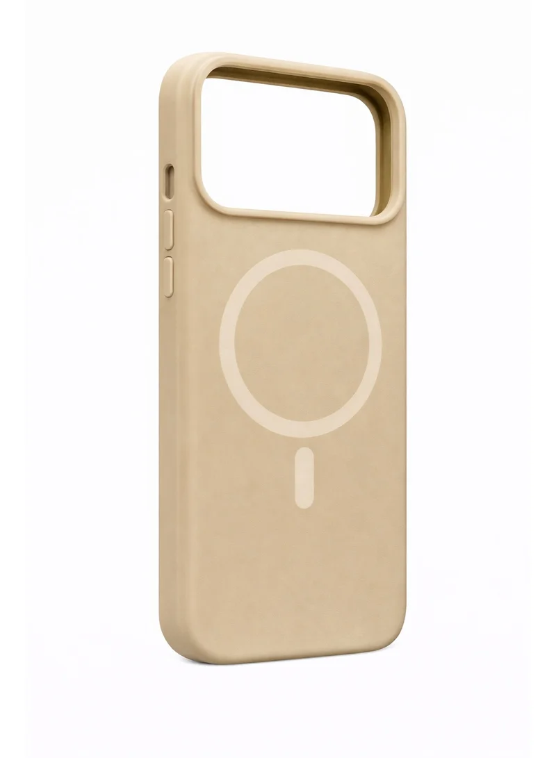 Mobcos Mobcos iPhone 17 Pro Max Brown Elite Ring Premium Silicone Magnetic Wireless Charging Case for iPhone | Silky Soft Touch | Military-Grade Shockproof Protection | Strong Magnetic Compatibility | Luxury Slim Cover